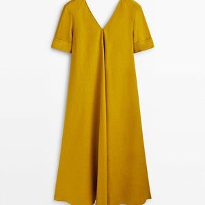 Massimo Dutti SS23 NWT Mustard Linen Kaftan Size S